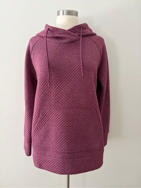 GreenTea Quilted Hooded Pullover Sweatshirt - Plum S Autumnal Layer